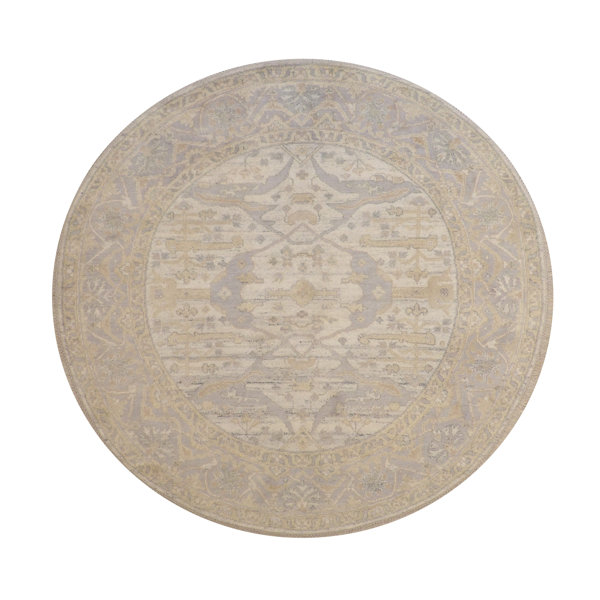 Isabelline Bhikhari OneofaKind 7.9x7.9 Round Area Rug Beige Wayfair